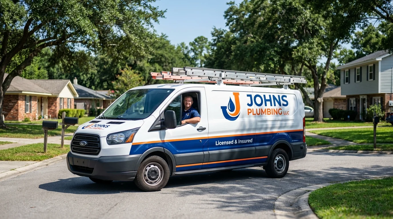 Johns Plumbing LLC service van in Windsor, MO